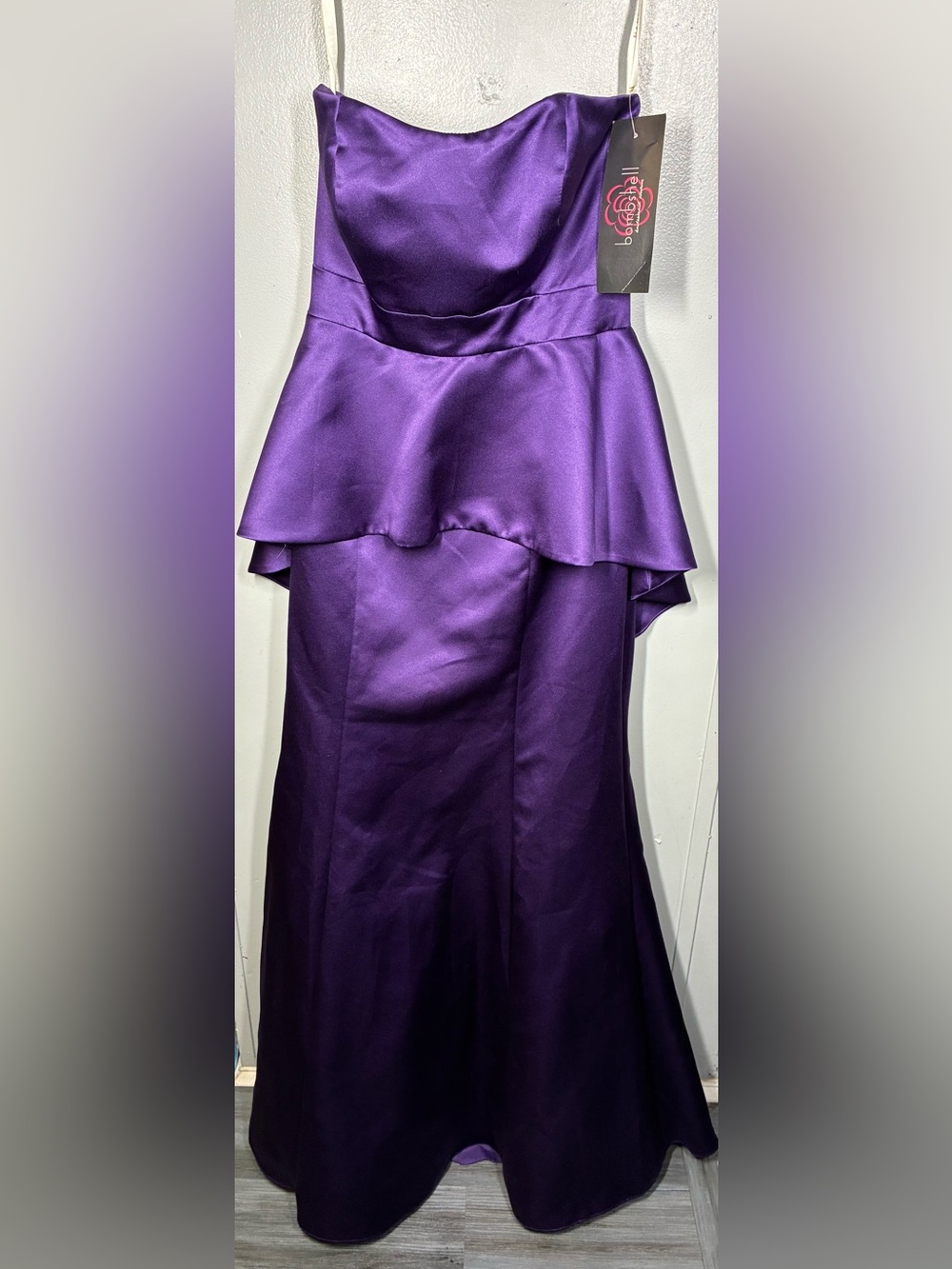 Bombshell Purple Satin Peplum Evening Dress size 6